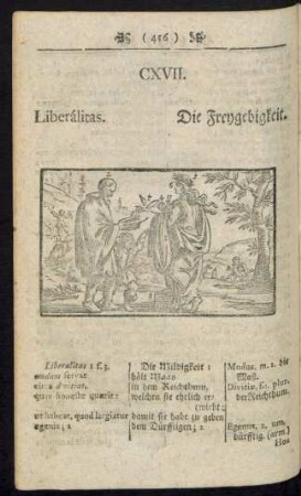 CXVII. Liberálitas. Die Freygebigkeit