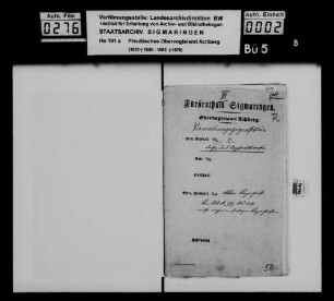 Aktenverzeichnis der Registratur des Fürstlichen und Preußischen Obervogteiamts Achberg