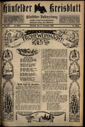 Zweite Ausgabe vom Mittwoch, den 25. Dezember 1929.