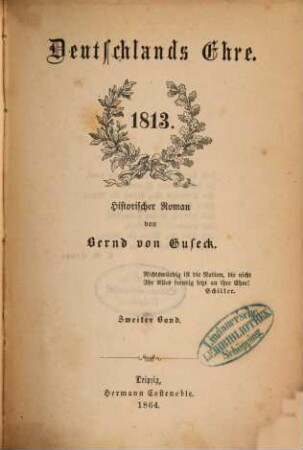 Deutschlands Ehre 1813 : Historischer Roman, 2
