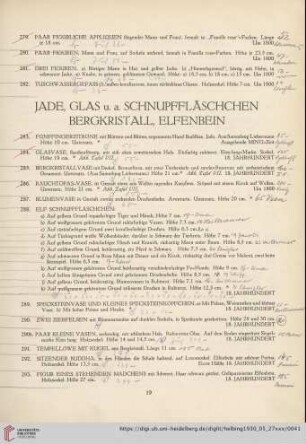 Jade, Glas u.a. Schnupffläschchen, Bergkristall, Elfenbein (Nr. 283-293)