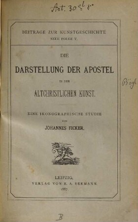 Die Darstellung der Apostel in der altchristlichen Kunst : eine ikonographische Studie