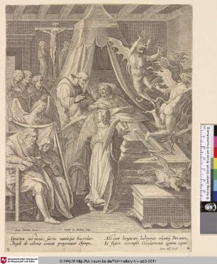 [Der reuige Mann wird von einem Priester und Engeln besucht; The Penitent man visited by a priest and angels]