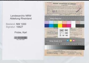 Entnazifizierung Karl Fricke, geb. 19.09.1907 (Zollinspektor)