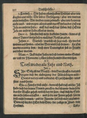 XV. Trost wieder alle Fahr und Noth.