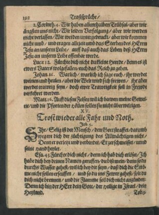 XV. Trost wieder alle Fahr und Noth.