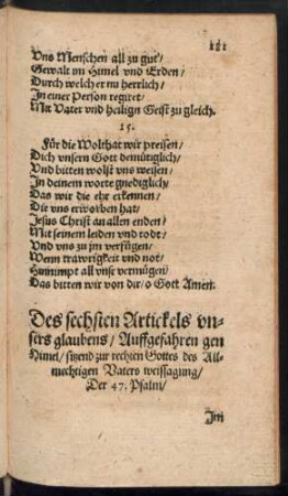 Des sechsten Artickels unsers glaubens/ Auffgefahren gen Himel ...