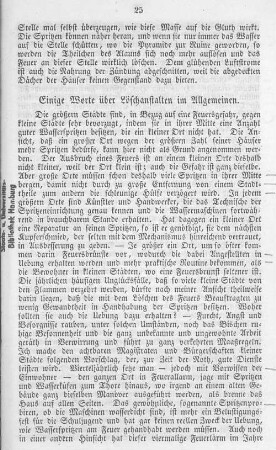 Einige Worte über Löschanstalten im Allgemeinen.