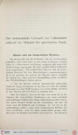 Homer und die homerischen Hymnen
