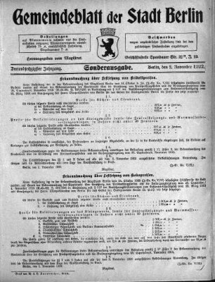 Sonderausgabe, 2.November 1922