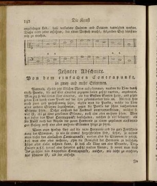 Zehnter Abschnitt. Von dem einfachen Contrapunkt, in zwey und mehr Stimmen.