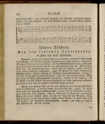 Zehnter Abschnitt. Von dem einfachen Contrapunkt, in zwey und mehr Stimmen.