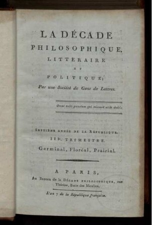 21: La décade philosophique, littéraire et politique