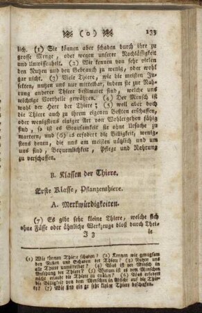 B. Klassen der Thiere.