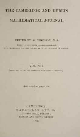 7: The Cambridge and Dublin mathematical journal