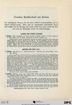 Goethes Briefwechsel mit Bettine (Nr. 38-101)