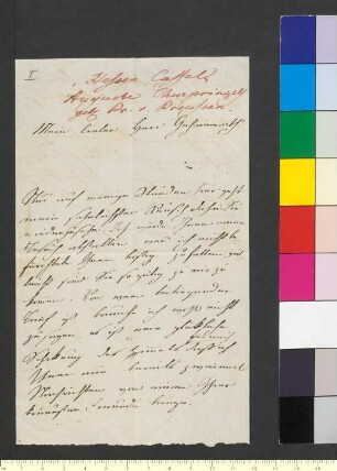 Brief von Hessen-Kassel, Friederike Christiane Auguste Kurprinzessin von an Goethe, Johann Wolfgang von