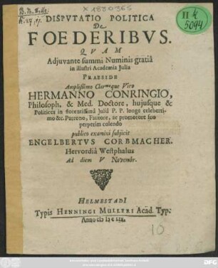 Disputatio Politica De Foederibus