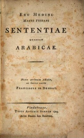 Sententiae quaedam arabicae