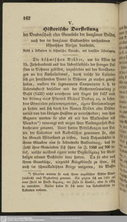 Historische Darstellung der Bruderschaft oder Gemeinde der bunzlauer Brüder : nach den im bunzlauer Stadtarchive vorhandenen böhmischen Notizen bearbeitet