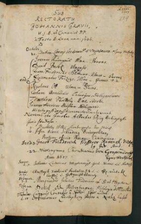 Winterhalbjahr 1686/1687. Rektorat Johann(es) Grave/Gravius