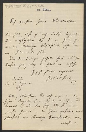 Brief an Friedrich Wilhelm Jähns : 01.09.1869