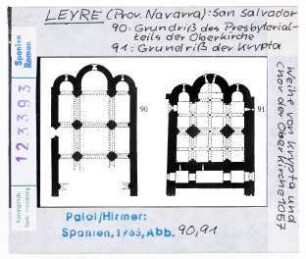 Leyre: San Salvador, Grundriss von Oberkirche und Krypta