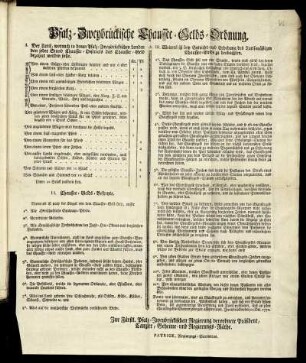 Pfalz-Zweybrückische Chaussee-Gelds-Ordnung : Zweybrücken den 12 Dec. 1772