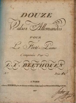 Douze walses allemandes : pour le forté-piano