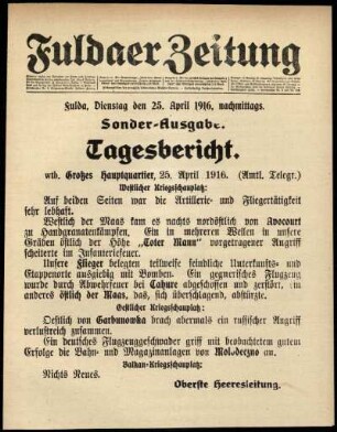 Ausgabe vom Dienstag, den 25. April 1916.