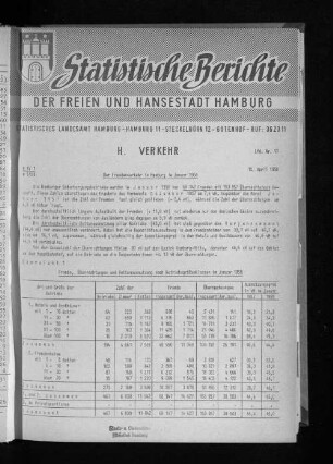 Der Fremdenverkehr in Hamburg im Januar 1958 : Lfd. Nr. 17