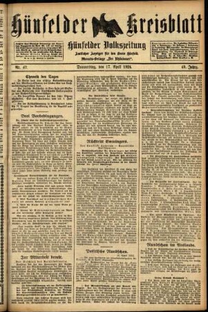 Ausgabe vom Donnerstag, den 17. April 1924.
