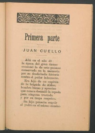 Juan Cuello : Primera parte