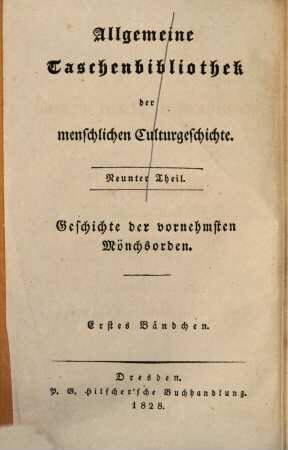 Geschichte der vornehmsten Mönchsorden