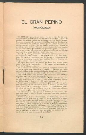 El gran pepino : (Monólogo)