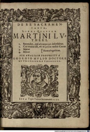 De re sacramentaria, Libri Quatuor Martini Lutheri ... per analysin propositi