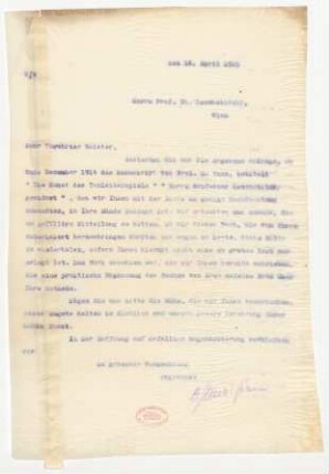 Brief an Ferdinand Oscar Leu : 16.04.1915