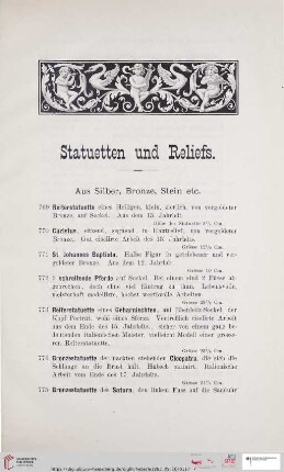 Statuetten und Reliefs (Nr. 769-1061)