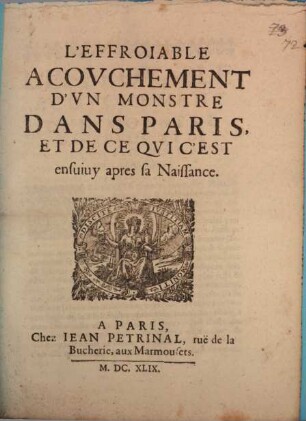 L' effroiable acouchement d'un monstre dans Paris
