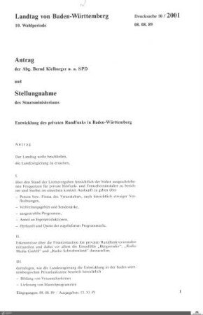 Antrag der SPD: Entwicklung des privaten Rundfunks