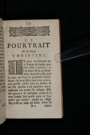 Le Pourtrait De la Reyne Christine.