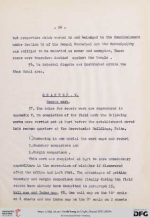 Chapter V, Recess work