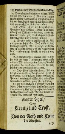 Achter Theil/ Vom Creutz und Trost