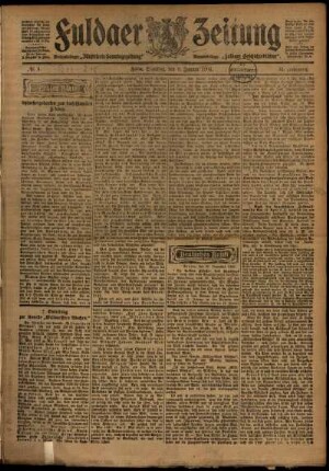 Erste Ausgabe vom Samstag, den 02. Januar 1904.