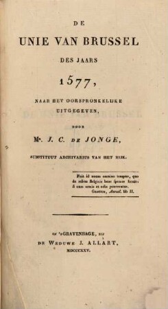 De Unie van Brussel des jaars 1577