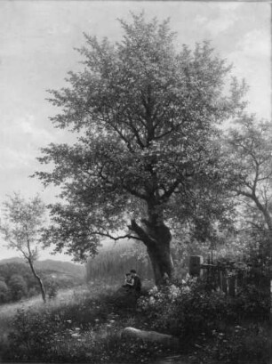 Unterm Lindenbaum : Leonhardi, Eduard (1828-1905). Unterm Lindenbaum. Öl/Holz, 100 x 75 cm, 1900. Dresden: Stadtmuseum