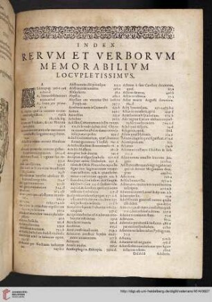 Index rervm et verborvm memorabilivm locvpletissimvs