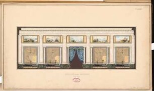 Gasthof 1. Ranges, Berlin Schinkelwettbewerb 1865: Längsschnitt durch den Speisesaal; Maßstabsleiste