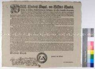 Mandat von Friedrich August I. Kurfürst von Sachsen gegen die Anwerbung von Soldaten aus dem Ausland