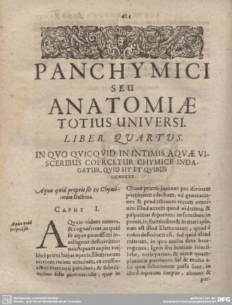 Panchymici seu anatomiae totius universi. Liber Quartus.